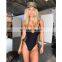 2017 Fashion Women Sexy Black Side Lace Up High Cut Thong One Piece Bikini Swimwear