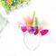 Kids Flower Veils Headband Unicorn Horn Cat Ears Hairband Baby Girl Unicorn Headband Rainbow Tutu Skirt Set