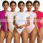 Women's eBay Amazon New Sexy Solid Color New Simple Fashion Short Sleeve Bottoming Bodysuit