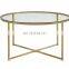 modern round gold dining table tempered glass table top