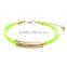 Turquoise bead bangle bracelet with white gold copper tube