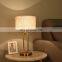 Nightstand Lamp Linen Fabric Shade Desk Lamp Golden Wrought Iron Table Light