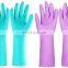 Orange PVC Latex Kitchen Household Spray Flock Lined Fishscale Grip Rolled Cuff Gloves Manufacturer