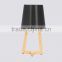 Wood table lamp, wood base and fabric lampshade