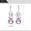 Cubic Zirconia Setting Stones Big Pink Crystal Elegant Water Drop Shape Party Earrings