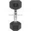 Durable Rubber Coated Cast Iron Hex Dumbbell