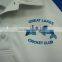 Custom made polo shirt with own logos color blue and white