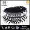 2016 New Cool Jewelry Three Wraps Black Genuine Chain Link Leather Bracelet for Men