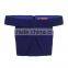 Lady's jacquard bule horizontal neck fashion top