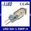 High quality clear cover PC body 1.5w led g4 bulb light