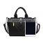 Fashion Black Color Ladies Cowhide Leather Tote Bag Double Zipper Shoulder Bag