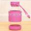 2015 new stylish 360ml colorful silicone sleeve glass water bottle,sealing screw lid handle silicone glass water bottle