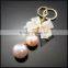 Latest Design Pure 2 big pearl floral keychain with top quality