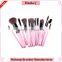 2016 Cute Professional 12 pcs Pink makeup brushes sets with portable cup holder case