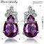 New Elegant Amethyst Purple Crystal Stud Earrings for Women Platinum Plated Gold Earring Crystal Earrings