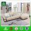 C2219 Small Size Real Leather Matches Fabric Modern l Shape Sofa