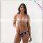 Sexy satin shiny swimwear bikinis chain