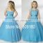 Blue Beaded Floor Length Custom Made Vestidos Girl Dress for Wedding Ball Gown FG028 wedding dress for flower girl