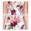 Elegant Boat Neck Floral Printed Women Sleeveless Dress