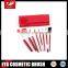 7pcs Animal and Nylon Hair Wood Handle Mini/Gift Cosmetic Brush Set with Shiny Red Case