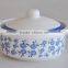 2-tone solid color stoneware soup bowl with glass lid