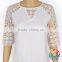2017 Spring New Designs Women Tshirts White Lace Sleeve Raglan Blouse Women Tops