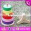 Best design colorful rainbow tower wooden baby stacking toys W13D110