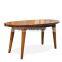 Coffee Table Teak Wood Whit Oval Shape Top Model Natural Color