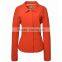 OEM service Women custom warm winter solid orange color long sleeve slim fit jacket