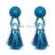 Bohemian colorful tassel with crystal beads dangle earrings for women jewelry