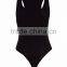 Custom Women Plain Black Cotton Spandex Slim Fit Ladies Basic Black Racer Back Bodysuit