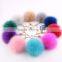 Myfur Cute Genuine Rabbit Skin Ball or Fox Fur Pom Pom Ball Plush Key Chain for Car Key Ring