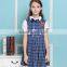 latest design navy blue nice girl plaid dress elementary quality school uniform
