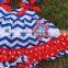 2015 chevron baby girls swing top set July 4th swing outfits with matching necklace and bow set