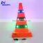Retractable portable orange safety warning flashing traffic cone