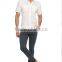 White Solid Super Skinny Short Sleeve Buttonless Men Shirt