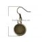Earring Hooks Round Antique Bronze Cabochon Setting 3.4cm x 1.4cm,25 Pairs