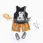 Black Cotton Vest Two Piece Set Adjustable Tightness Casual Shorts Baby Body Suit