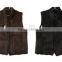 YR691 knitted real mink fur black /brown short sleeve vest