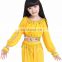 girl's KID's Children Belly Dance top dance Costume beads coins top Shining chiffon latest Long sleeve top