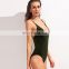 2017 custom brand new design bikini swimwear scoop neck cross back monokini velvet bathing suit
