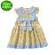2019 Summer cotton yellow Infant Baby Girls Dress fly Sleeve Bowknot Floral A-Line Knee-Length Dress Ruffled Party Dress