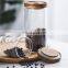 candle glass jars with acacia wooden lids,glass storage kitchen jars with airtight wood lids for tea coffee bean cookies candy