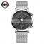 HANNAH MARTIN 1092 Simple Man Watches Black Stainless Steel Mesh Strap Custom Logo Men Watch