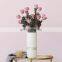 Simple Cylinder Shape White Ceramic Desktop Table Matte Vase With Gold Silver Line Gift For Wedding