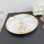 13 inches Factory Customized White Plastic Floral Design Party Plates With Gold Rim