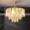 Modern Living Room Decorative Lighting Fixture Round Brass Alabaster Chandelier