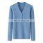 2024 New Arrival Ladies V-Neck Cashmere Sweater 100% Ribbed Knitted Casual Style for Autumn Season with Front Logo