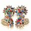 Multi crystal stone elastic girl jewelry flower shaped ring