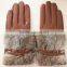 ladies sheepskin leather rabbit fur glove belt fashion lady leather gloves